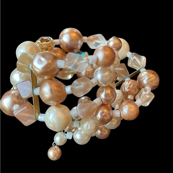 3 Piece Bundle Vintage Pearl & Beige Aurora Borealis Necklace/Bracelet (t15) - Picture 4 of 14